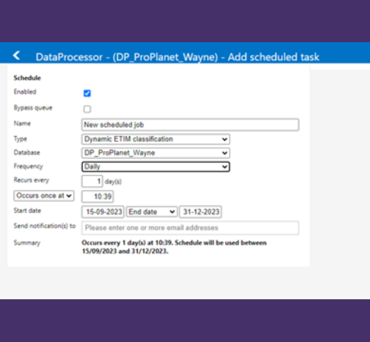 ETIM Dynamic update scheduler